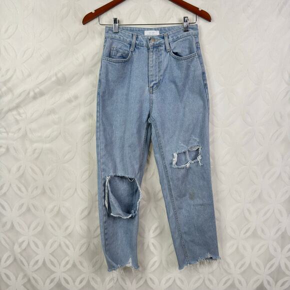 OAK+FORT High Rise Ripped Distressed Mom Baggy Jeans Size 25 - Picture 2 of 11
